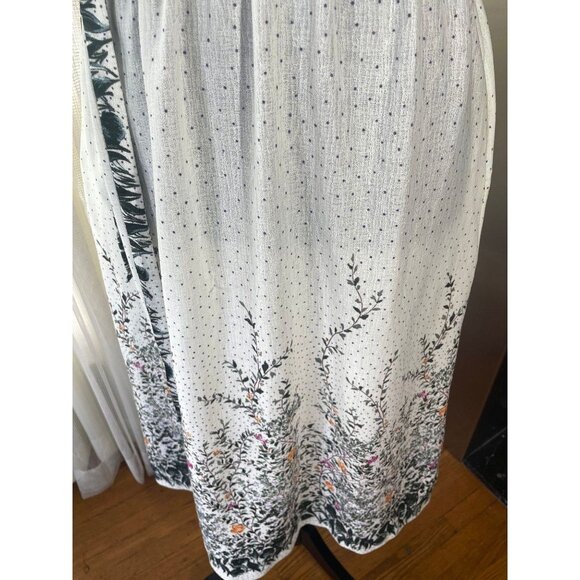 Vintage 80s summer dress, assorted belt, cream white, green red ombre floral - Picture 6 of 8